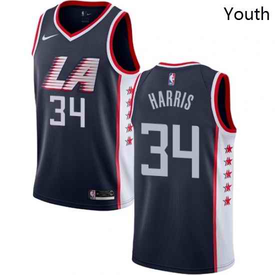 Youth Nike Los Angeles Clippers 34 Tobias Harris Swingman Navy Blue NBA Jersey City Edition